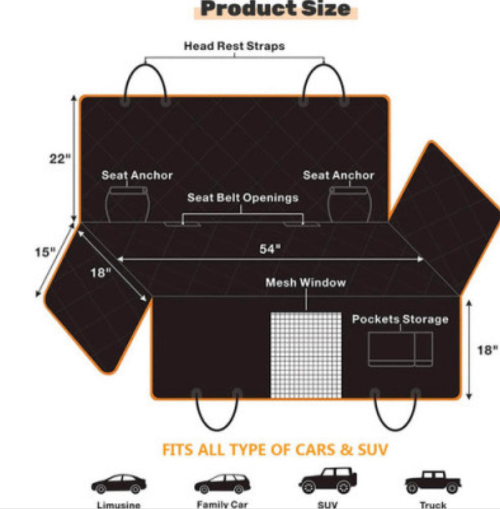 Premium Pet Car Seat Cover Hammock NonSlip Protector Mat Waterproof Cat Dog Back